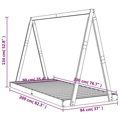 Kids Bed Frame 90x200 cm Solid Wood Pine