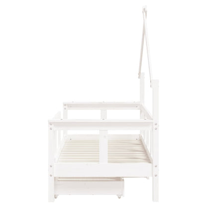 Kids Bed Frame with Drawers White 70x140 cm Solid Wood Pine