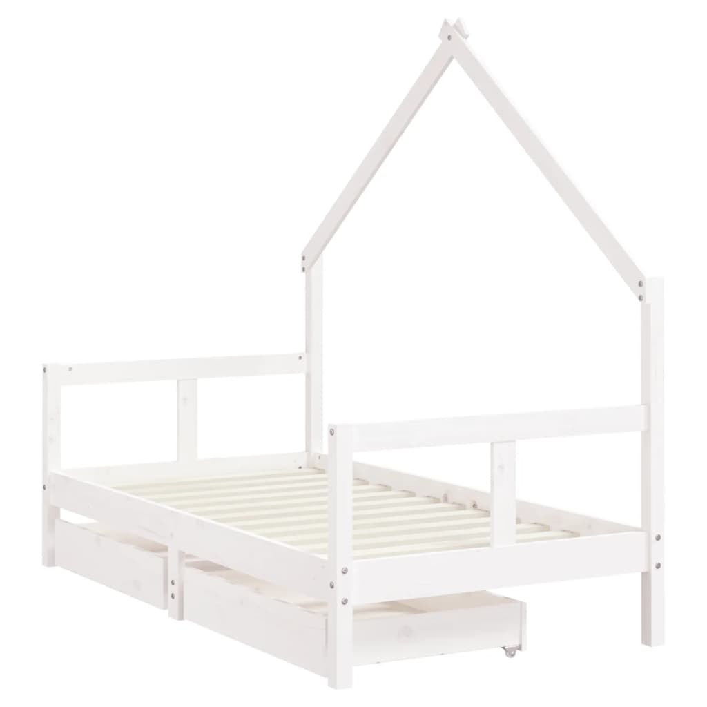 Kids Bed Frame with Drawers Black 80x160 cm Solid Wood Pine