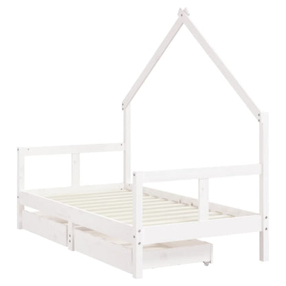 Kids Bed Frame with Drawers Black 80x160 cm Solid Wood Pine