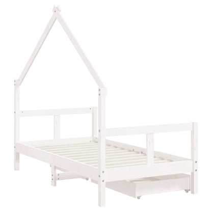 Kids Bed Frame with Drawers Black 80x160 cm Solid Wood Pine