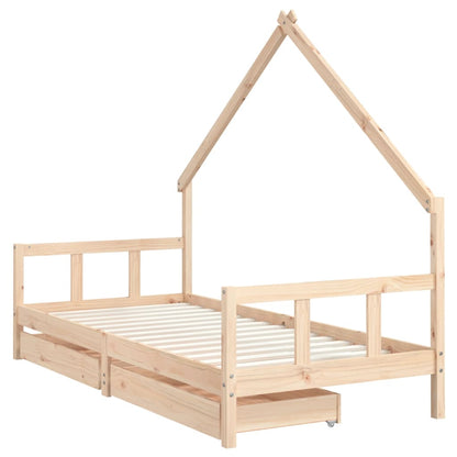 Kids Bed Frame with Drawers 90x190 cm Solid Wood Pine