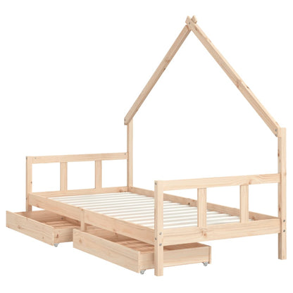 Kids Bed Frame with Drawers 90x190 cm Solid Wood Pine