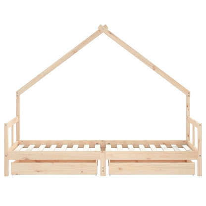 Kids Bed Frame with Drawers 80x200 cm Solid Wood Pine