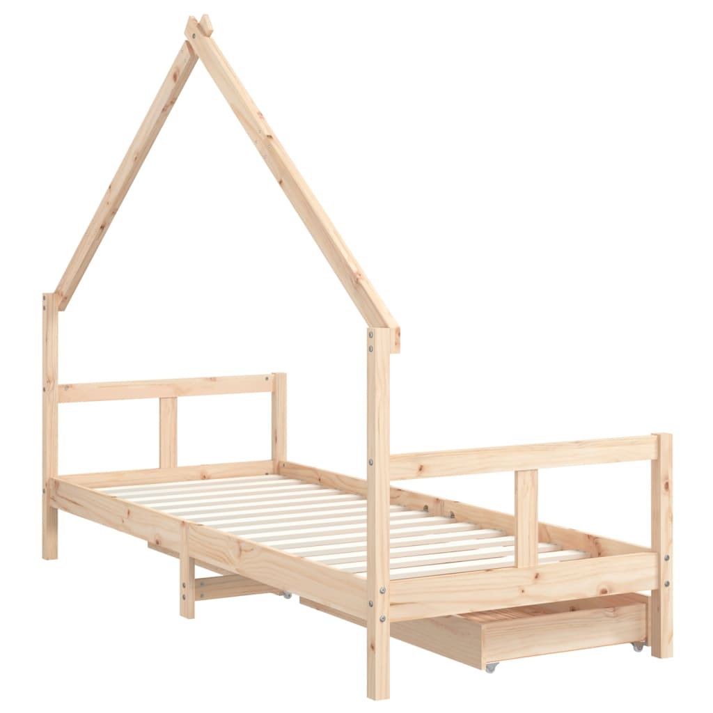 Kids Bed Frame with Drawers 80x200 cm Solid Wood Pine