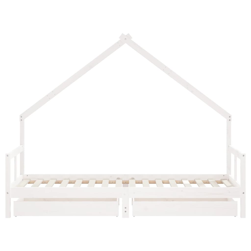 Kids Bed Frame with Drawers White 80x200 cm Solid Wood Pine