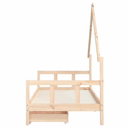 Kids Bed Frame with Drawers 90x200 cm Solid Wood Pine