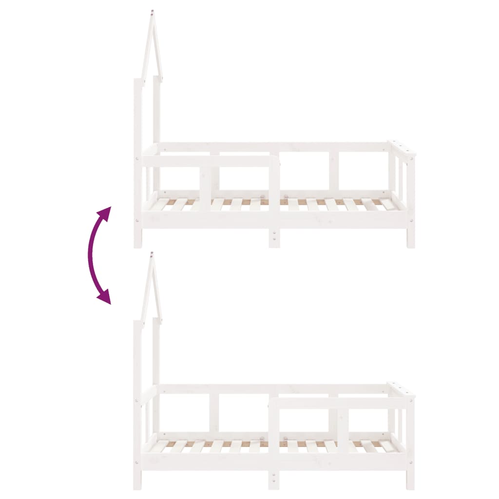 Kids Bed Frame White 70x140 cm Solid Wood Pine