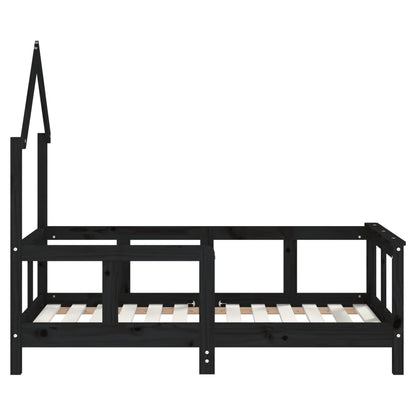 Kids Bed Frame Black 70x140 cm Solid Wood Pine