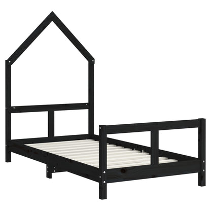 Kids Bed Frame Black 80x160 cm Solid Wood Pine