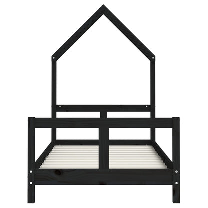 Kids Bed Frame Black 80x160 cm Solid Wood Pine