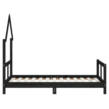 Kids Bed Frame Black 80x160 cm Solid Wood Pine