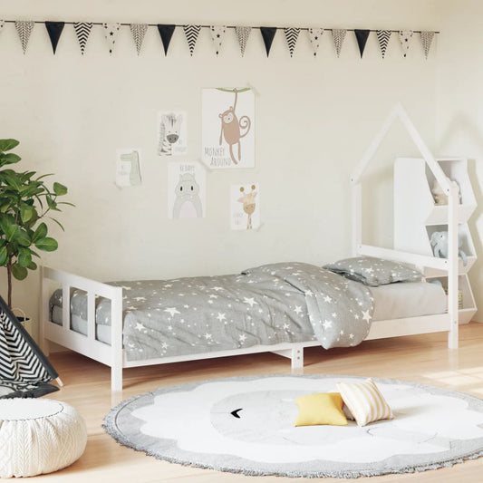 Kids Bed Frame White 90x190 cm Solid Wood Pine