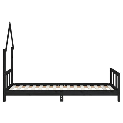 Kids Bed Frame Black 90x190 cm Solid Wood Pine