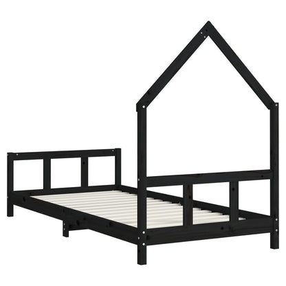 Kids Bed Frame Black 90x190 cm Solid Wood Pine