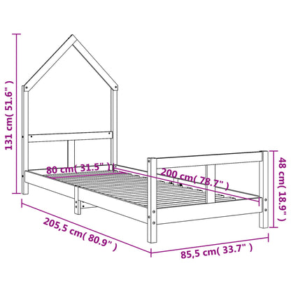 Kids Bed Frame 80x200 cm Solid Wood Pine