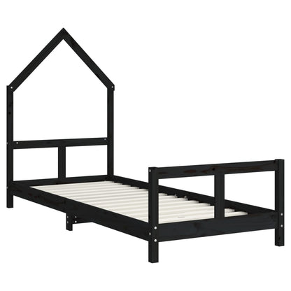 Kids Bed Frame Black 80x200 cm Solid Wood Pine