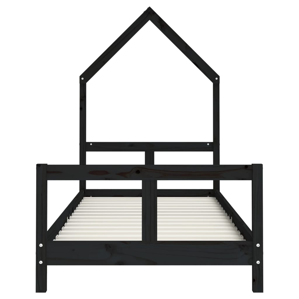 Kids Bed Frame Black 80x200 cm Solid Wood Pine