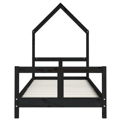 Kids Bed Frame Black 80x200 cm Solid Wood Pine