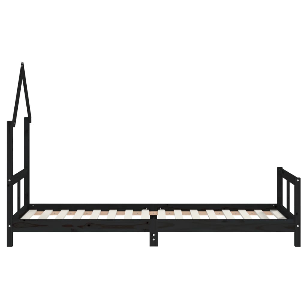 Kids Bed Frame Black 80x200 cm Solid Wood Pine