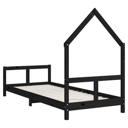 Kids Bed Frame Black 80x200 cm Solid Wood Pine