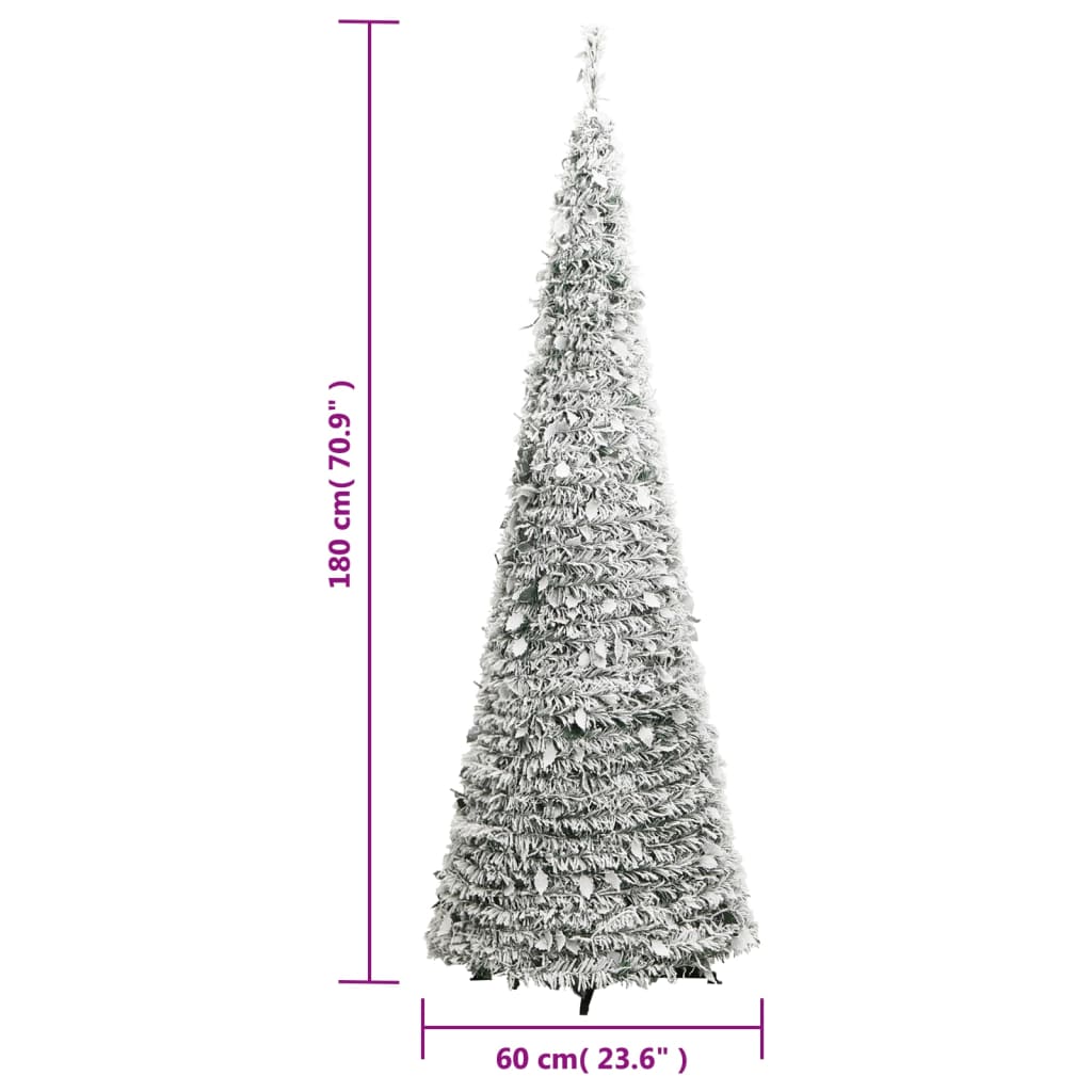 Artificial Christmas Tree Pop-up Flocked Snow 150 LEDs 180 cm