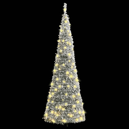 Artificial Christmas Tree Pop-up Flocked Snow 200 LEDs 210 cm