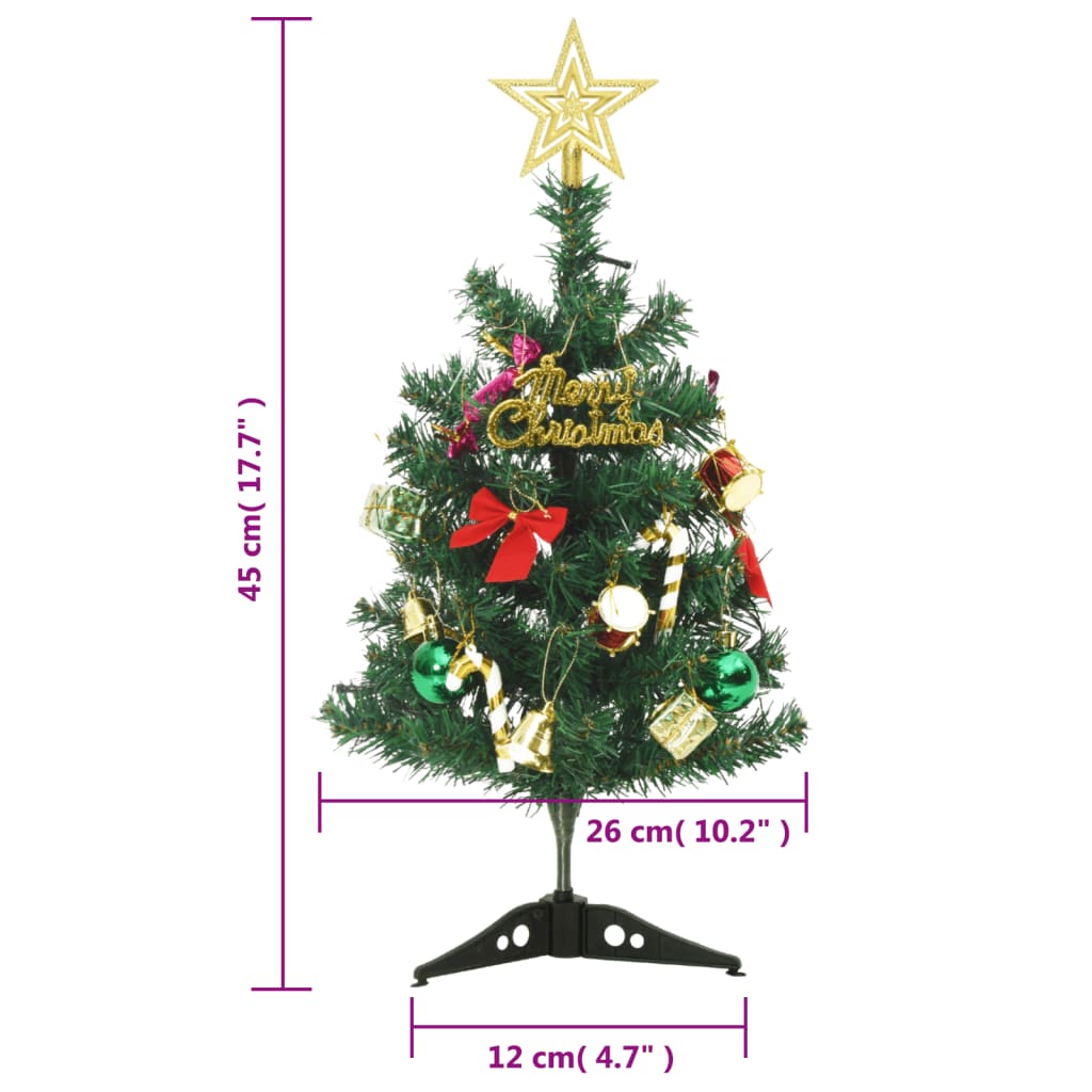 Mini Artificial Pre-lit Christmas Tree with 20 LEDs Green 45 cm