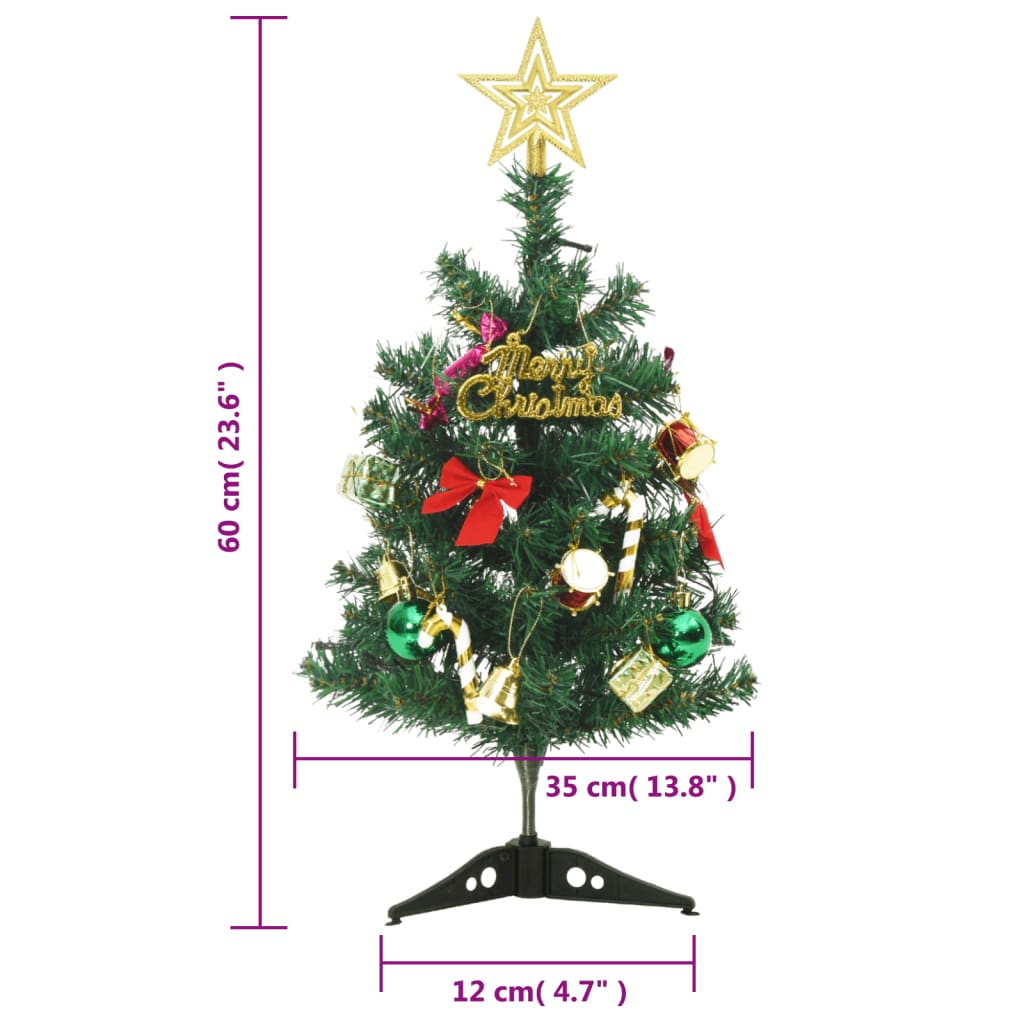 Mini Artificial Pre-lit Christmas Tree with 30 LEDs Green 60 cm