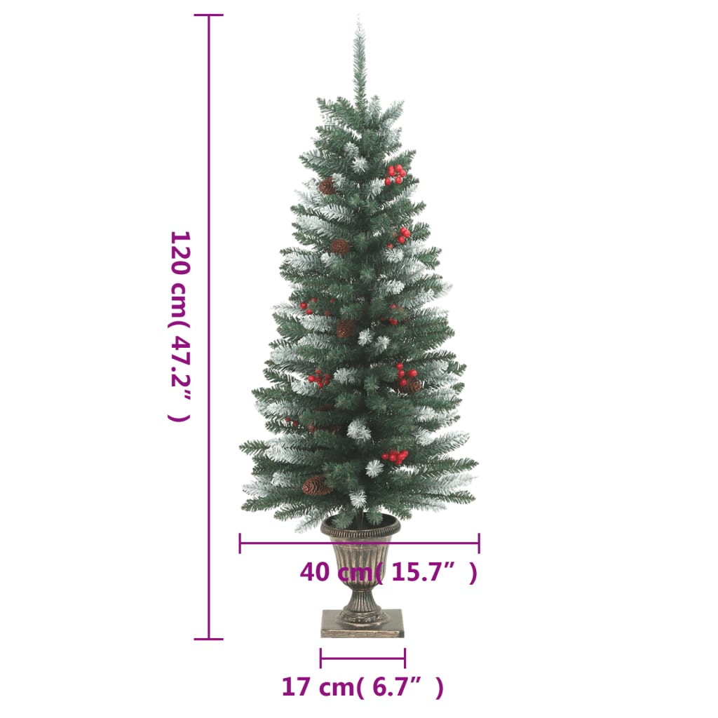 Artificial Christmas Trees 2 pcs 100 LEDs Green and White 120 cm