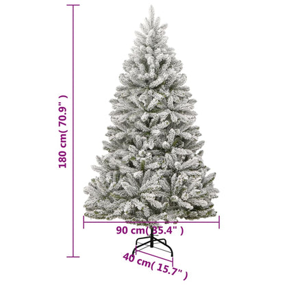 Artificial Hinged Christmas Tree with Flocked Snow 180 cm