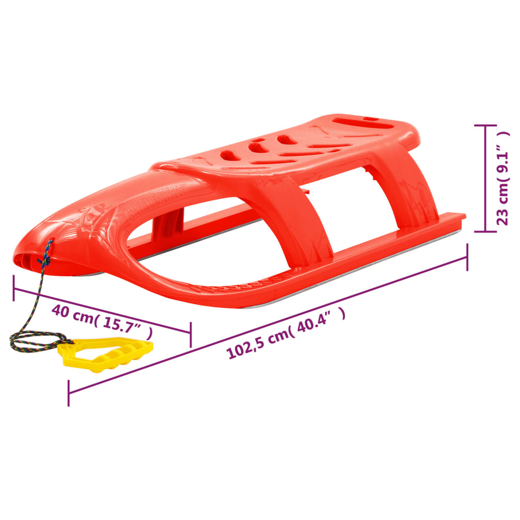 Sledge for Children Red 102.5x40x23 cm Polypropylene