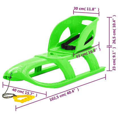 Sledge with Seat Green 102.5x40x23 cm Polypropylene