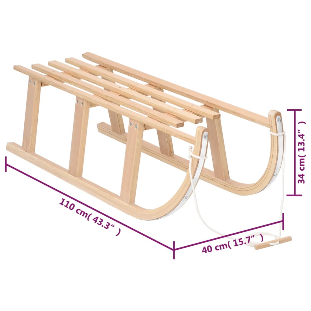 Snow Sledge 110x40x34 cm Plywood