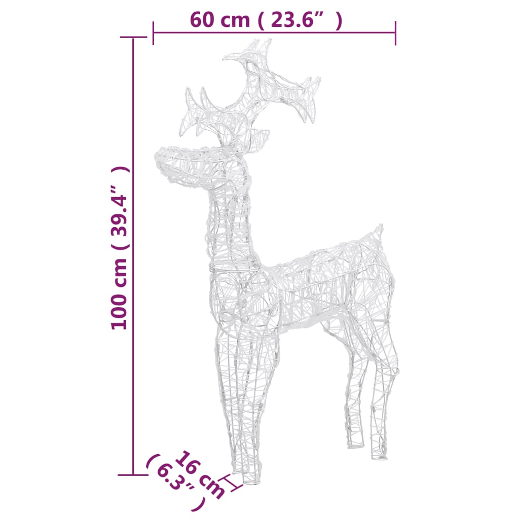 Reindeer Christmas Decorations 2 pcs 60x16x100 cm Acrylic