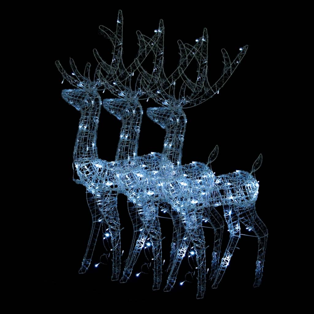 Acrylic Reindeer Christmas Decorations 3 pcs 120 cm Cold White