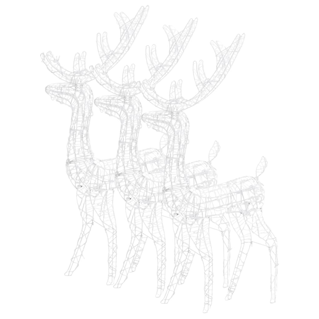 Acrylic Reindeer Christmas Decorations 3 pcs 120 cm Cold White