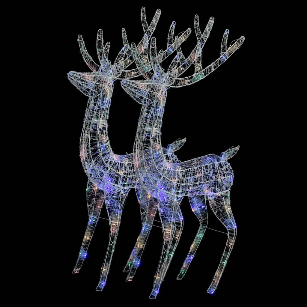 XXL Acrylic Christmas Reindeers 250 LED 2 pcs 180 cm Multicolour