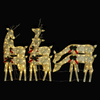 Christmas Reindeers 6 pcs Gold Warm White Mesh