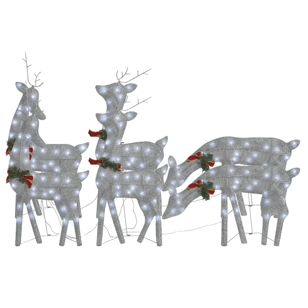 Christmas Reindeers 6 pcs Silver Cold White Mesh