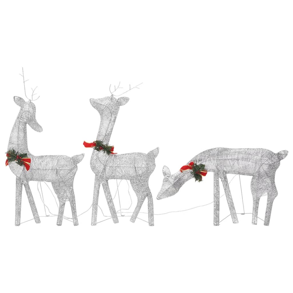 Christmas Reindeers 6 pcs Silver Cold White Mesh