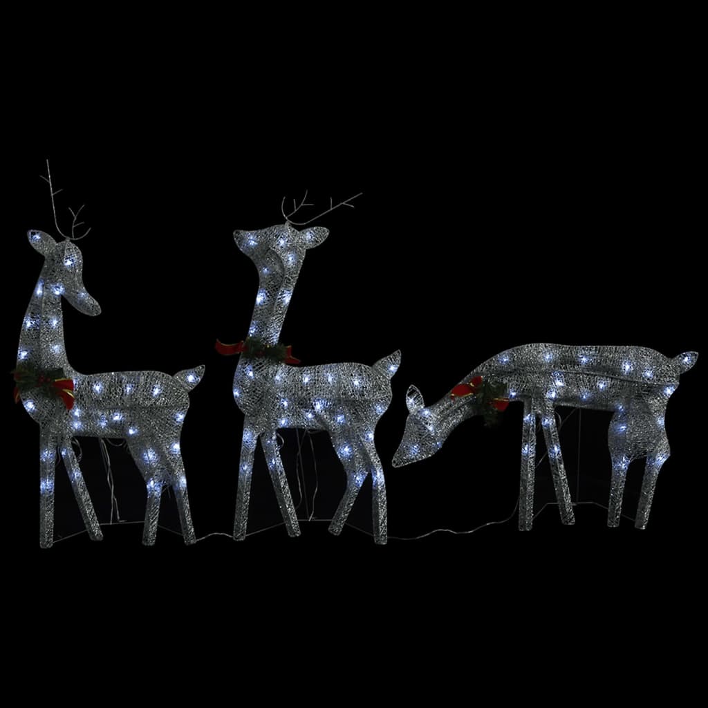 Christmas Reindeers 6 pcs Silver Cold White Mesh