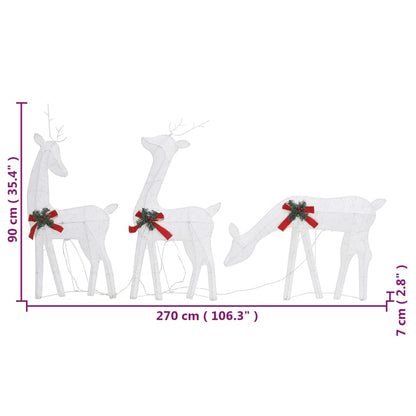 Christmas Reindeers 6 pcs White Cold White Mesh