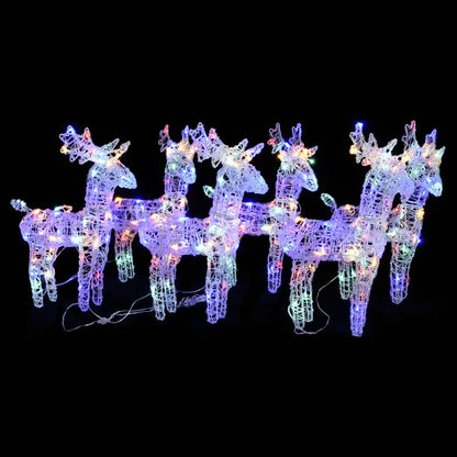 Christmas Reindeers 6 pcs Multicolour 240 LEDs Acrylic