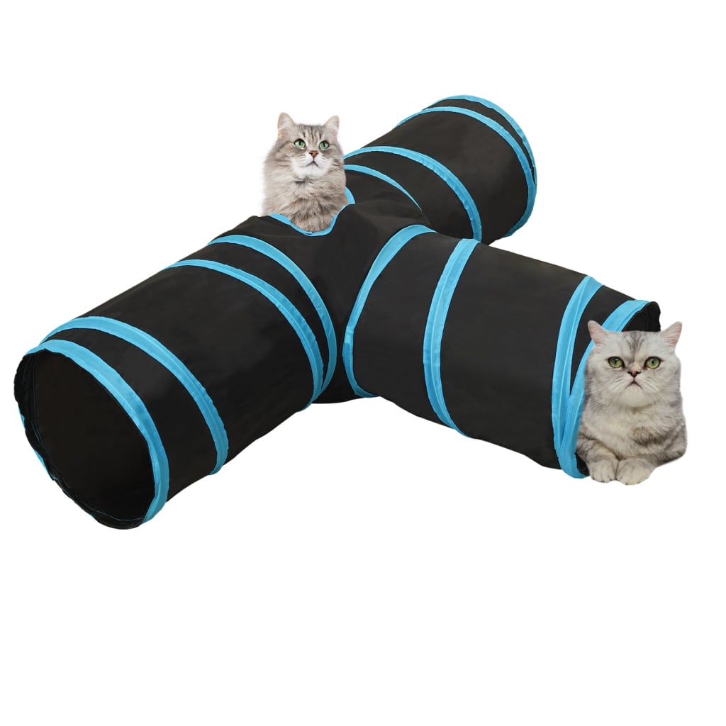 Cat Tunnel 3-way Black and Blue 90 cm Polyester