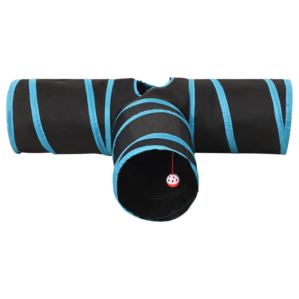 Cat Tunnel 3-way Black and Blue 90 cm Polyester