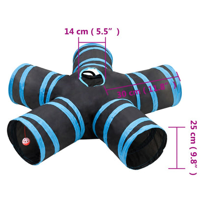 Cat Tunnel 5-way Black and Blue 25 cm Polyester