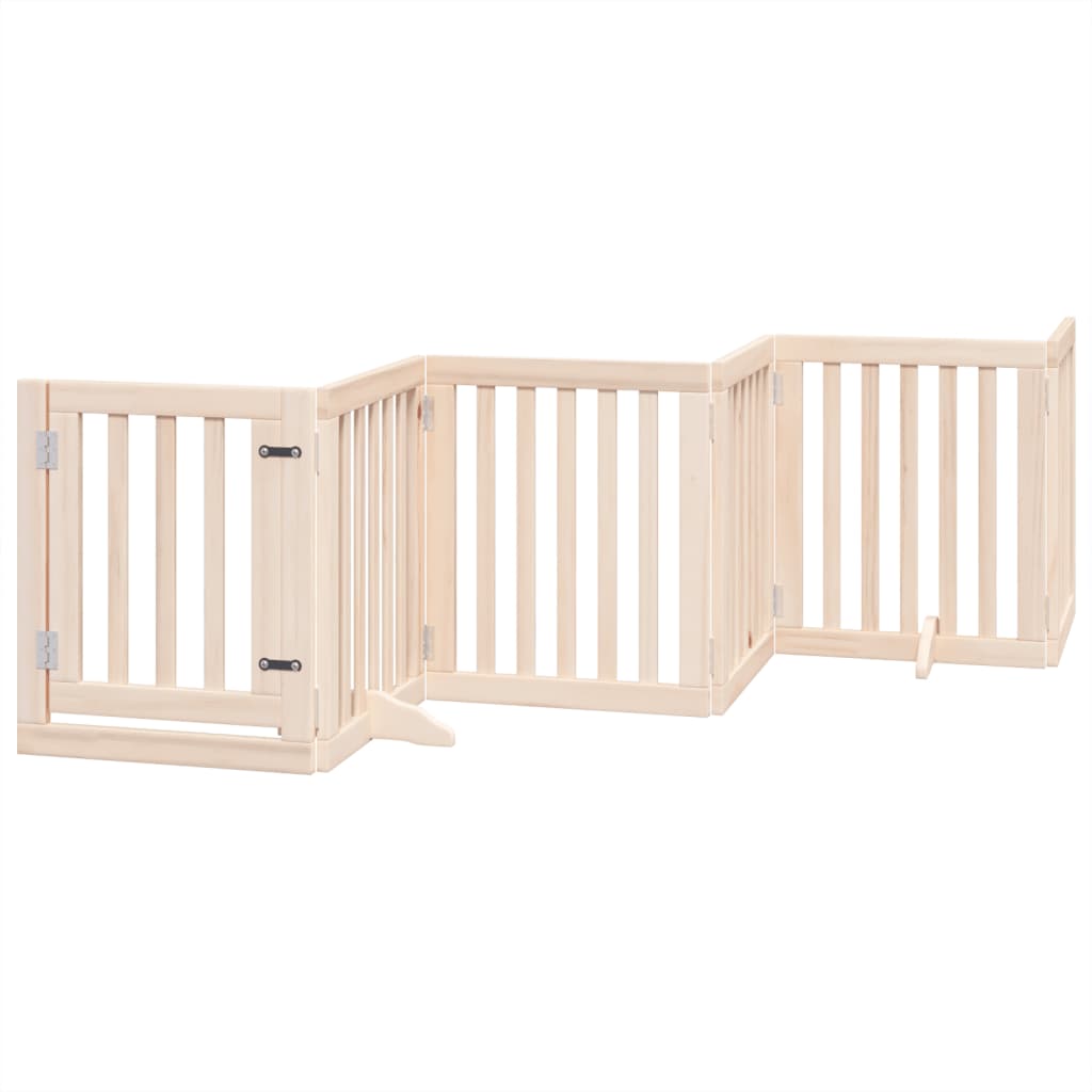 Dog Gate with Door Foldable 6 Panels 300 cm Poplar Wood