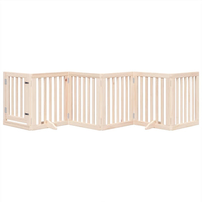 Dog Gate with Door Foldable 6 Panels 300 cm Poplar Wood