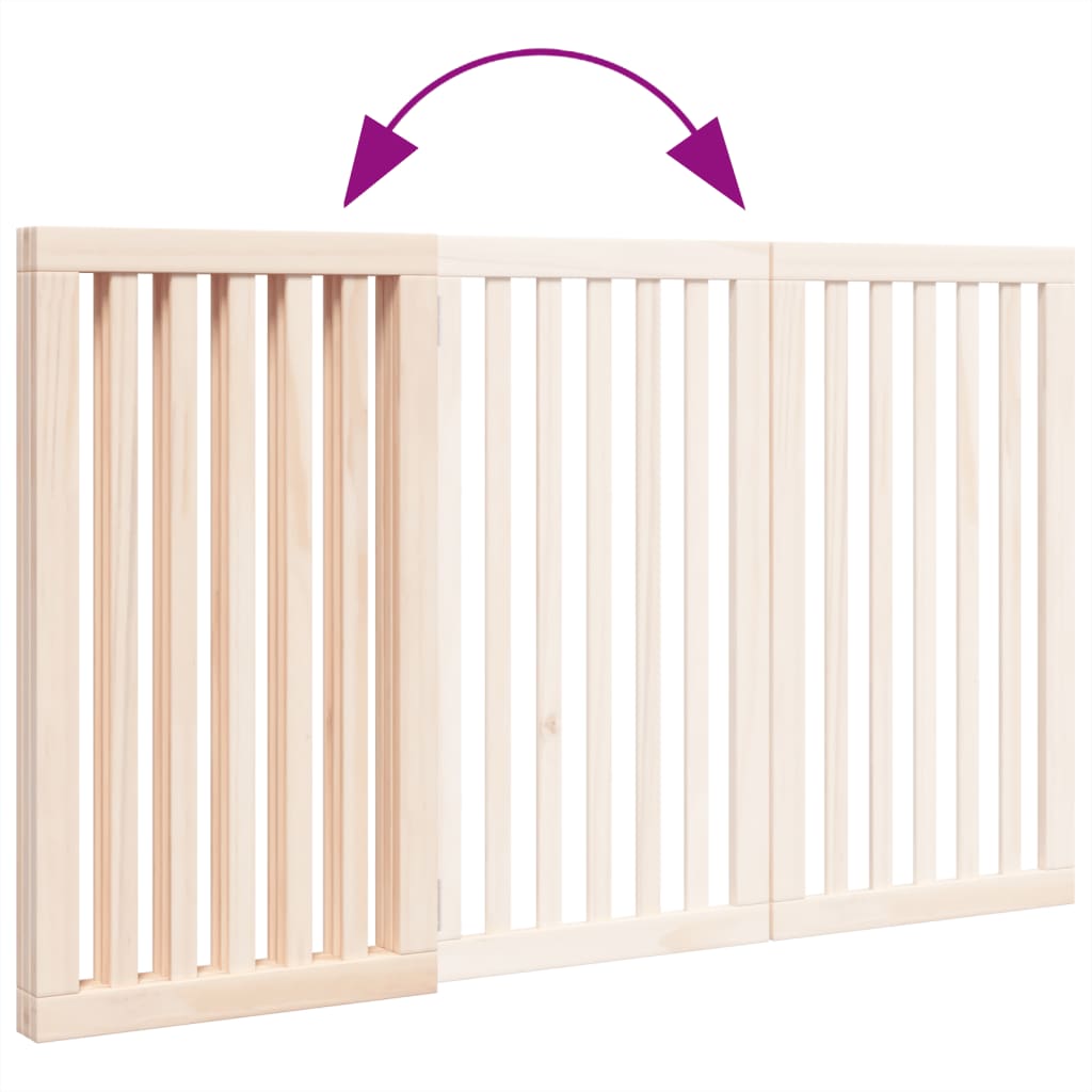 Dog Gate Foldable 3 Panels 150 cm Poplar Wood